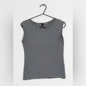 J. Crew Navy and White Striped Short Sleeve Shirt Size S